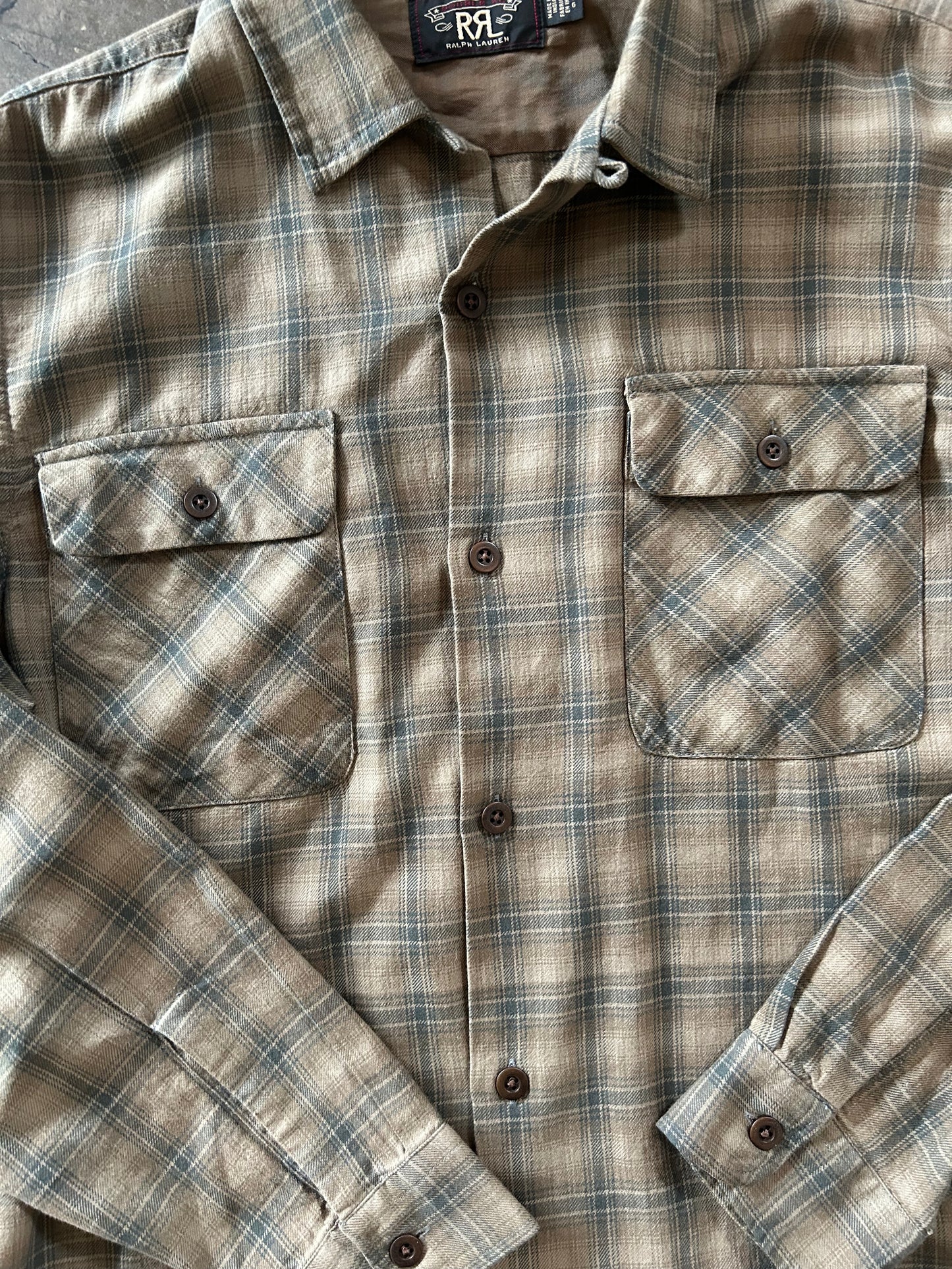 RRL Brown Plaid Button Up