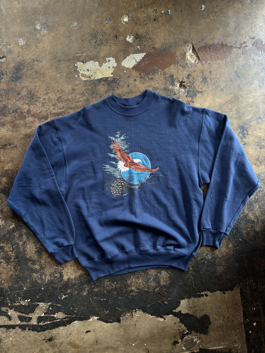 Navy Embroidered Eagle Crewneck Sweater