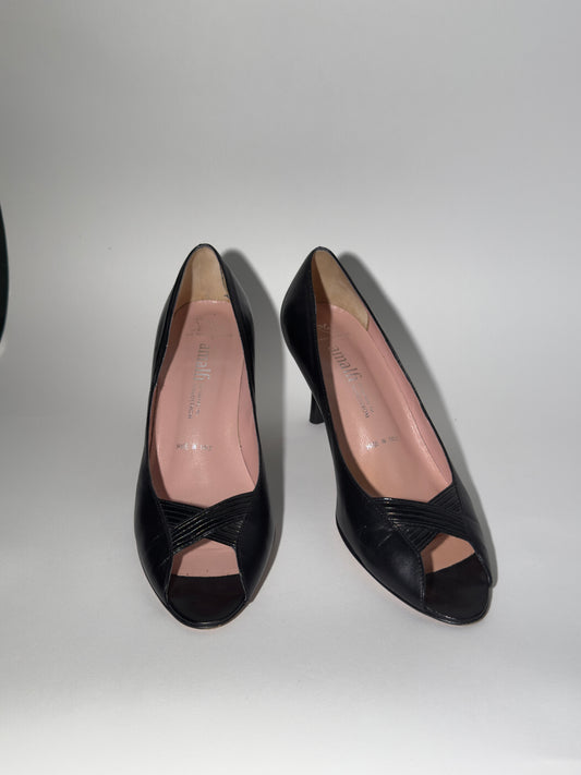 Amalfi Black Leather Peep Toe