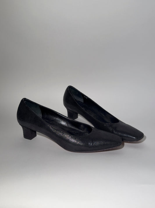 Amalfi Black Textured Heels