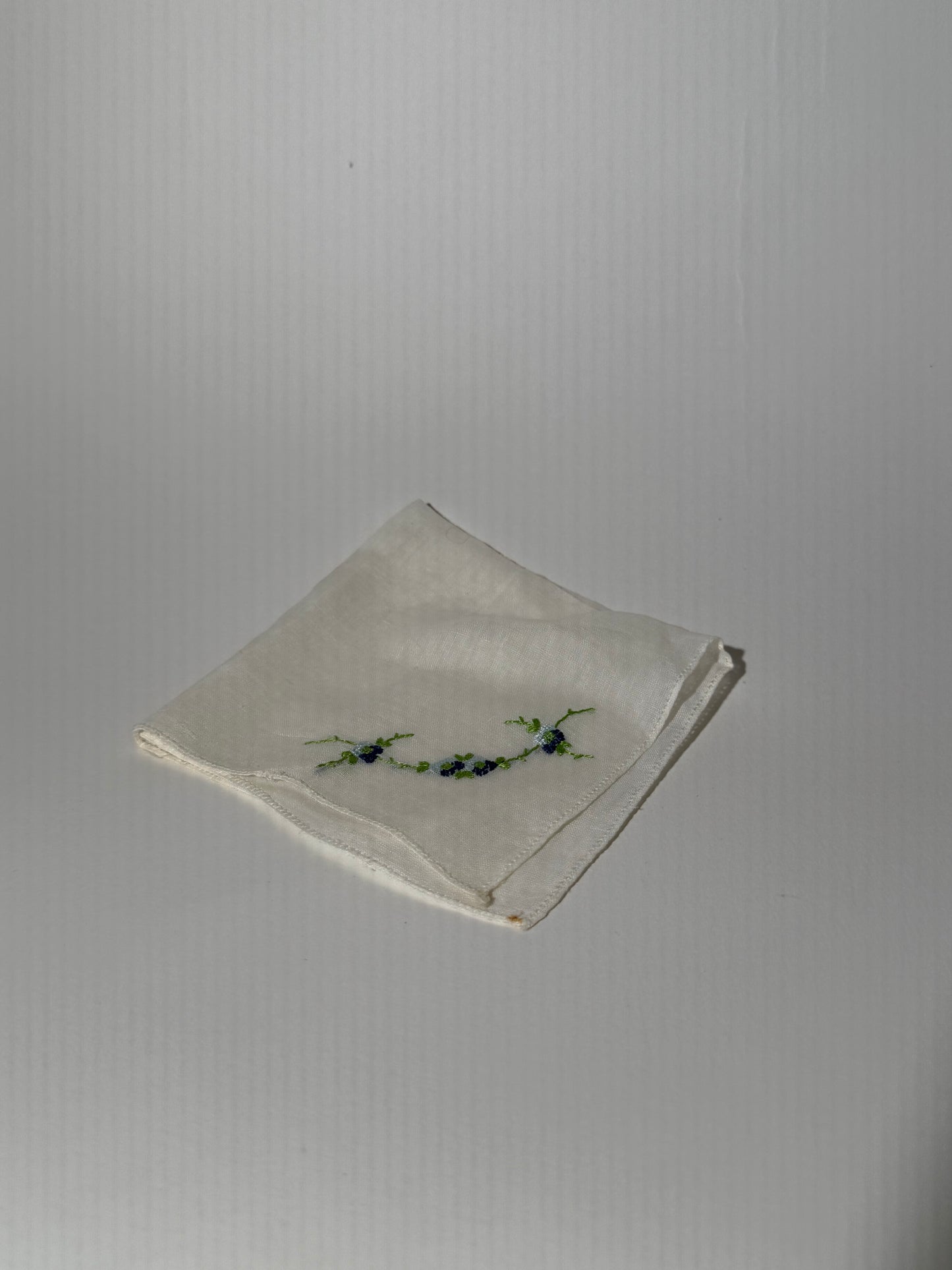 Dark Blue Flower Embroidered Handkerchief
