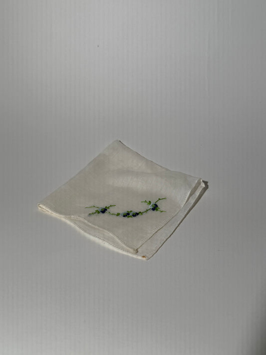 Dark Blue Flower Embroidered Handkerchief