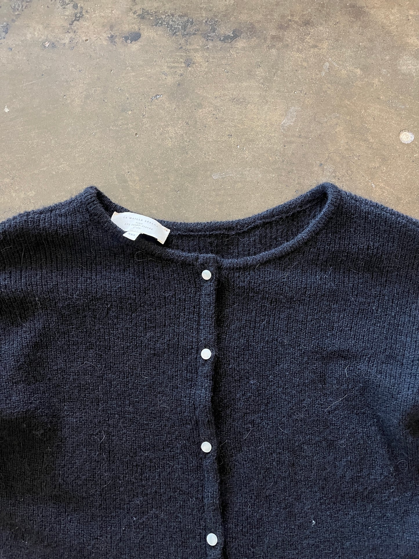 Sezane Black Button Front Cardigan