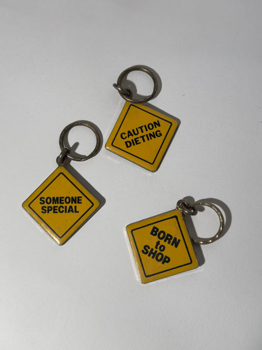 Caution Sign Key Rings