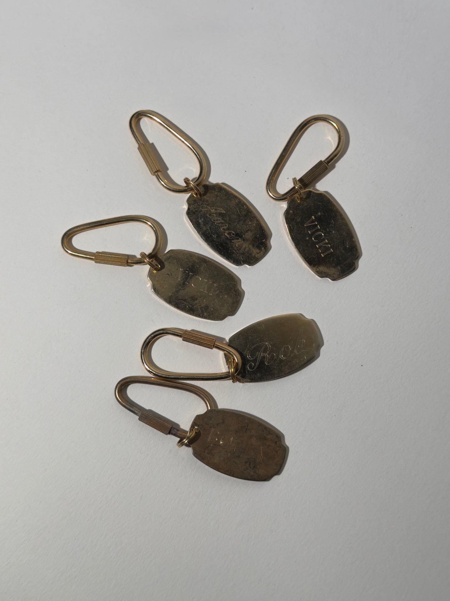 Brass Carabiner Name Plate Key Ring