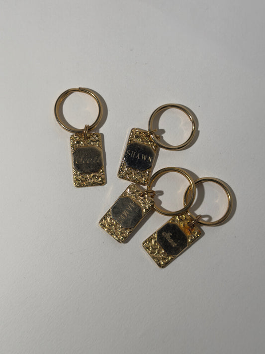 Gold Nugget Name Plate Key Ring