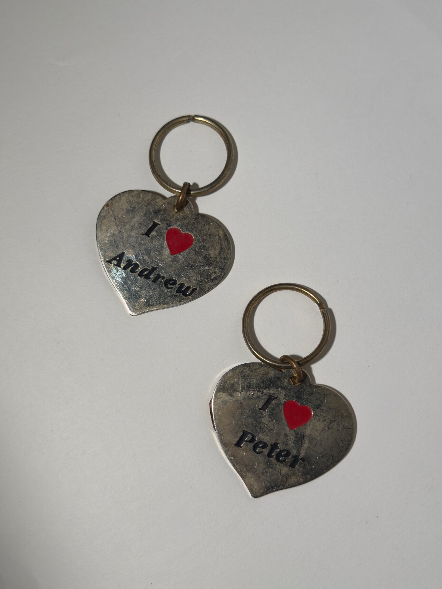 Large I Heart Brass Key Ring