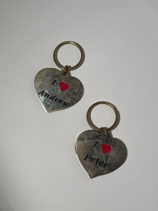 Large I Heart Brass Key Ring