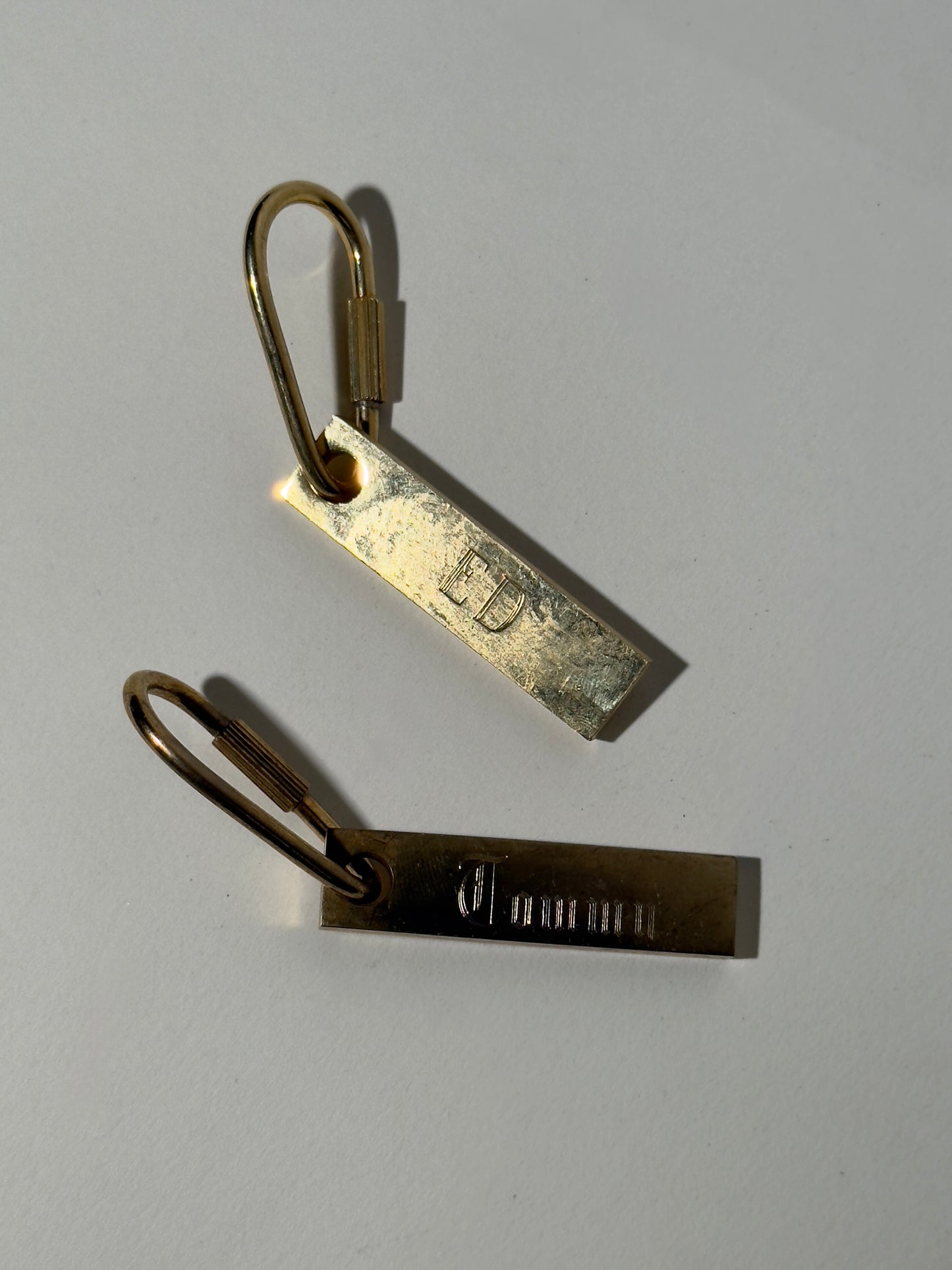 Solid Brass Rectangle Carabiner Name Key Ring