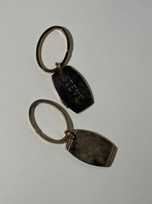 Brass Side Stripe Name Key Ring