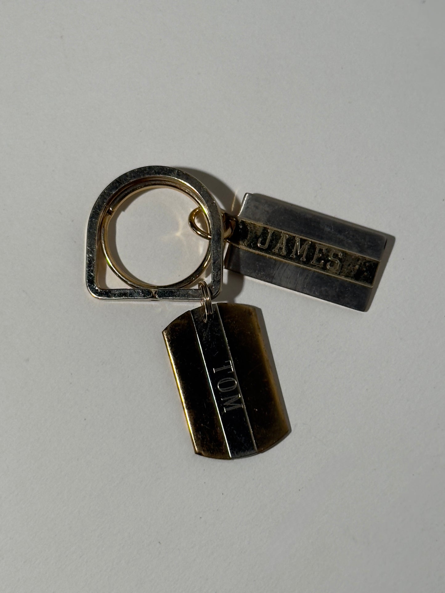 Two Tone Name Striped Key Ring