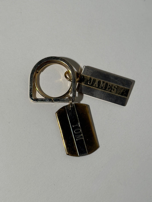 Two Tone Name Striped Key Ring