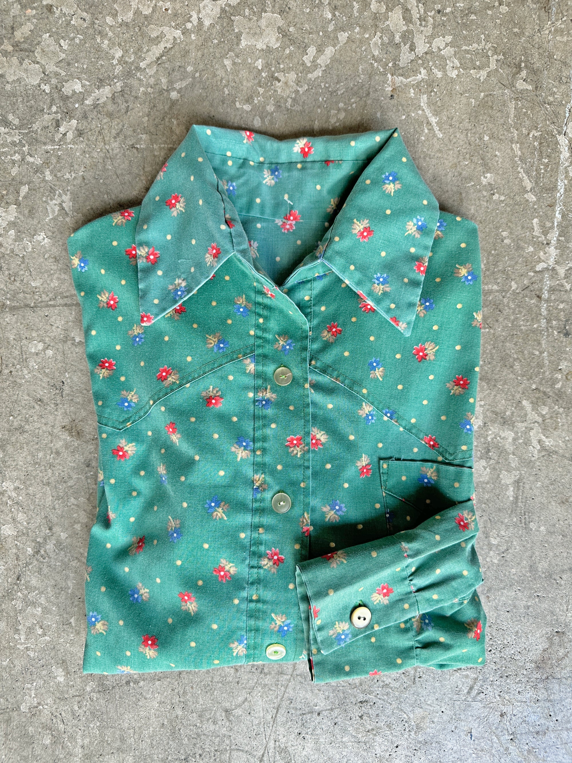Green Floral Button Down