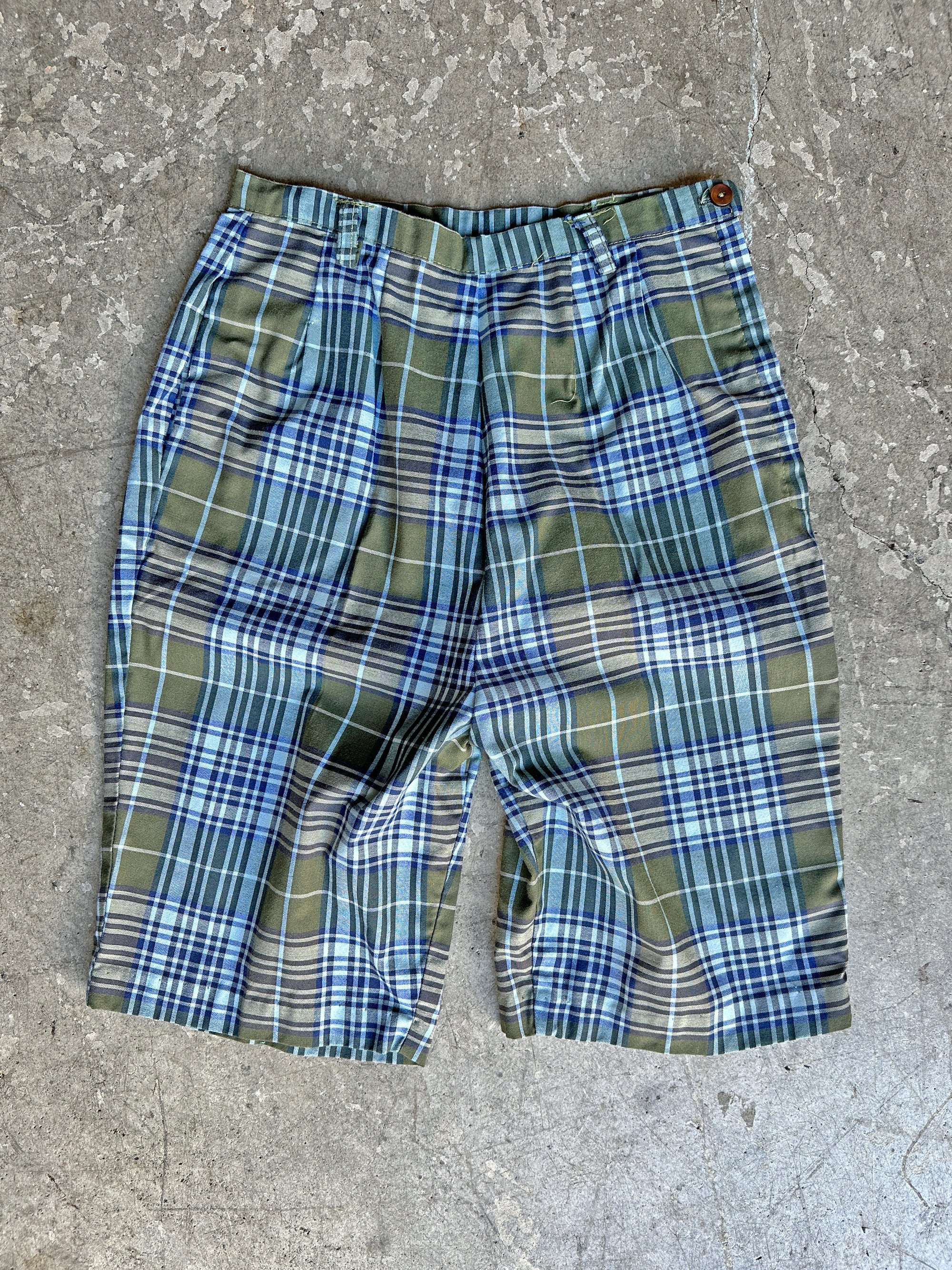 Olive Plaid Bermuda Shorts