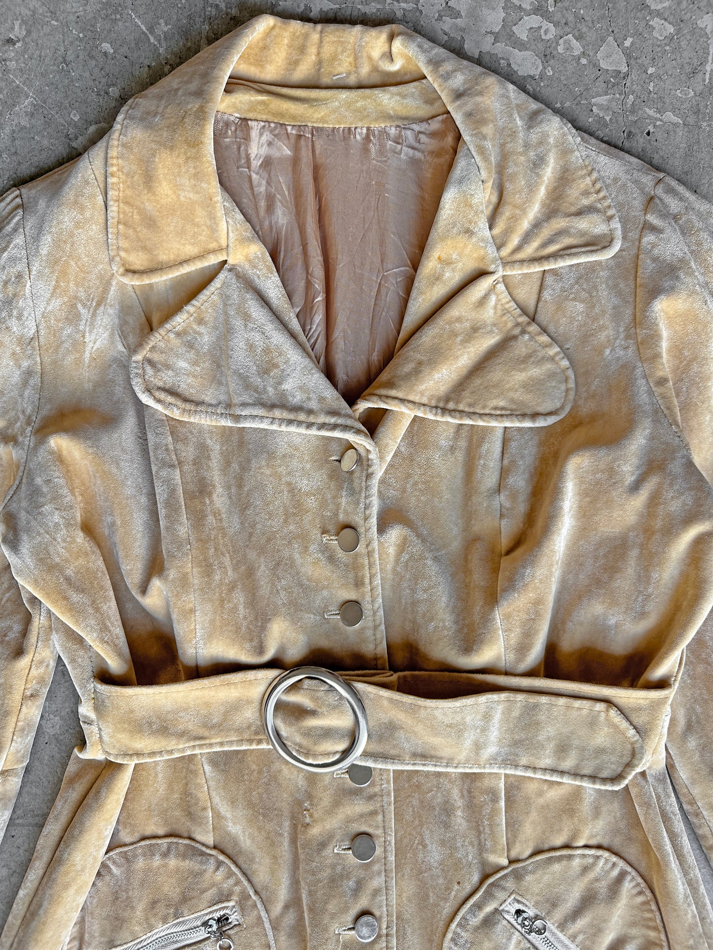 1970s Tan Velvet Belted Jacket