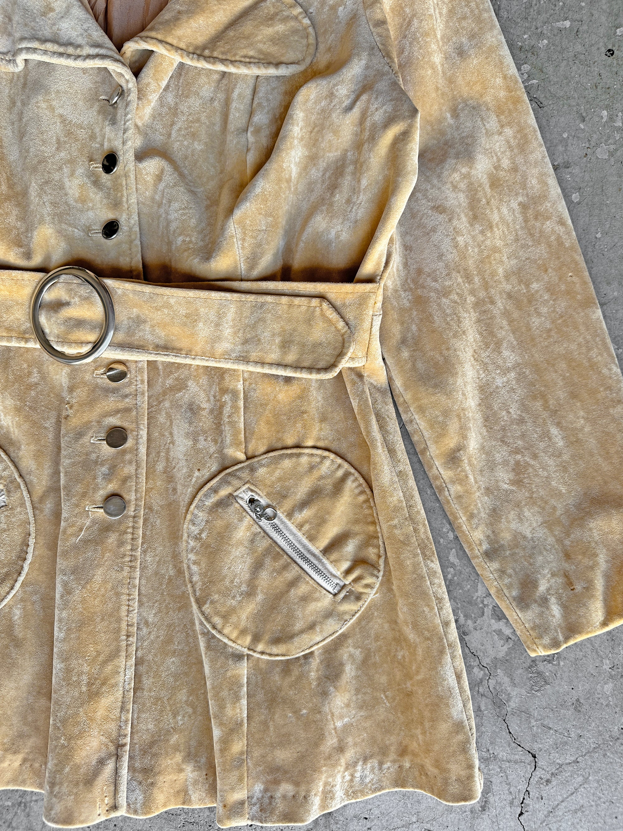 1970s Tan Velvet Belted Jacket