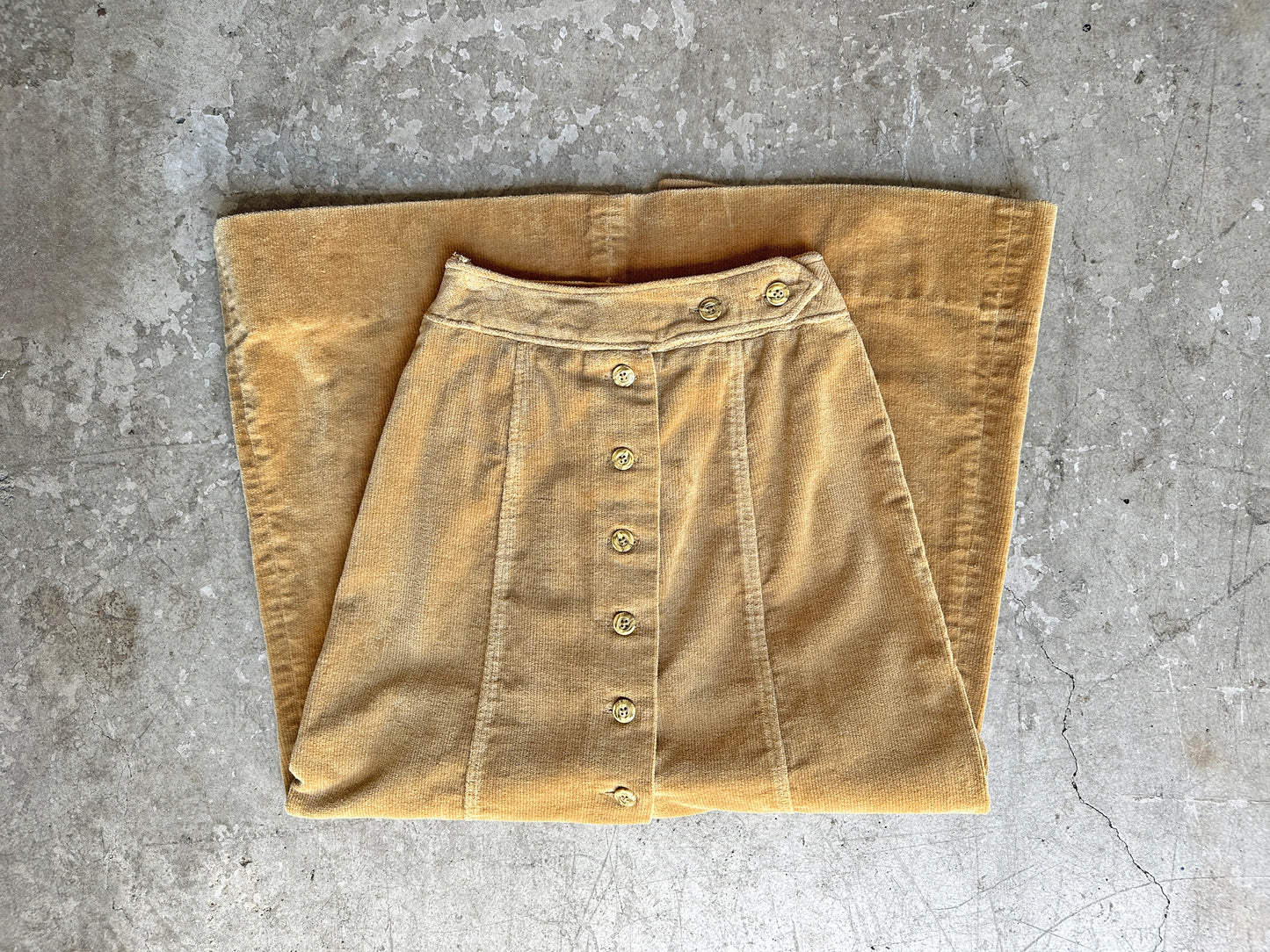 1970s Camel Corduroy Maxi Skirt