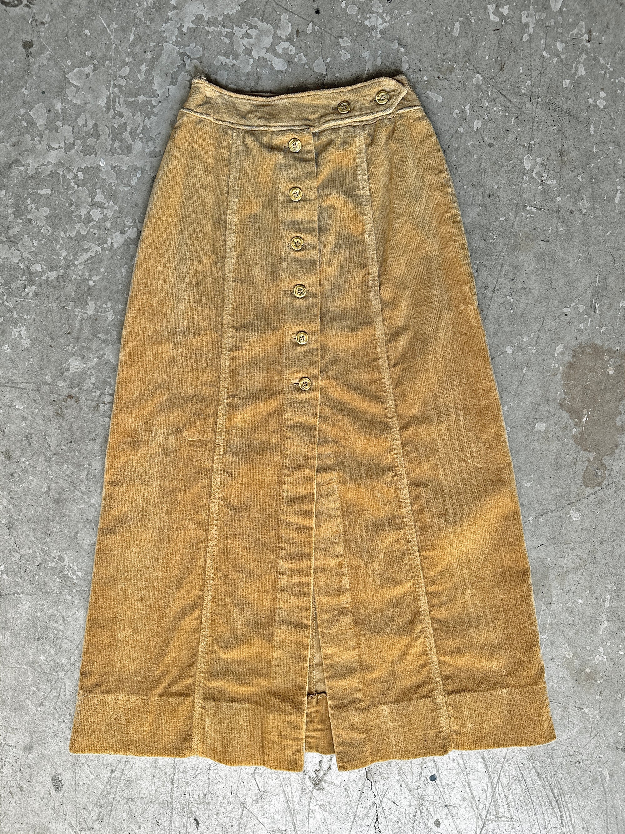 1970s Camel Corduroy Maxi Skirt