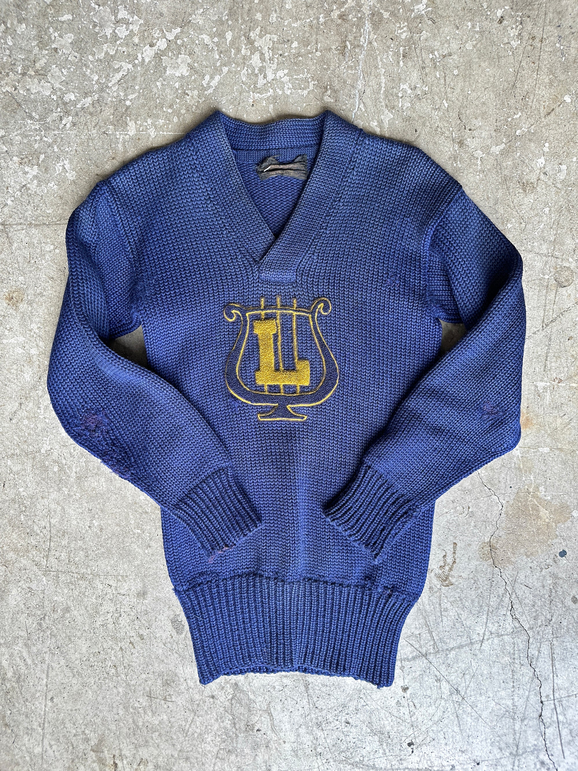 1940s Navy Varsity Sweater