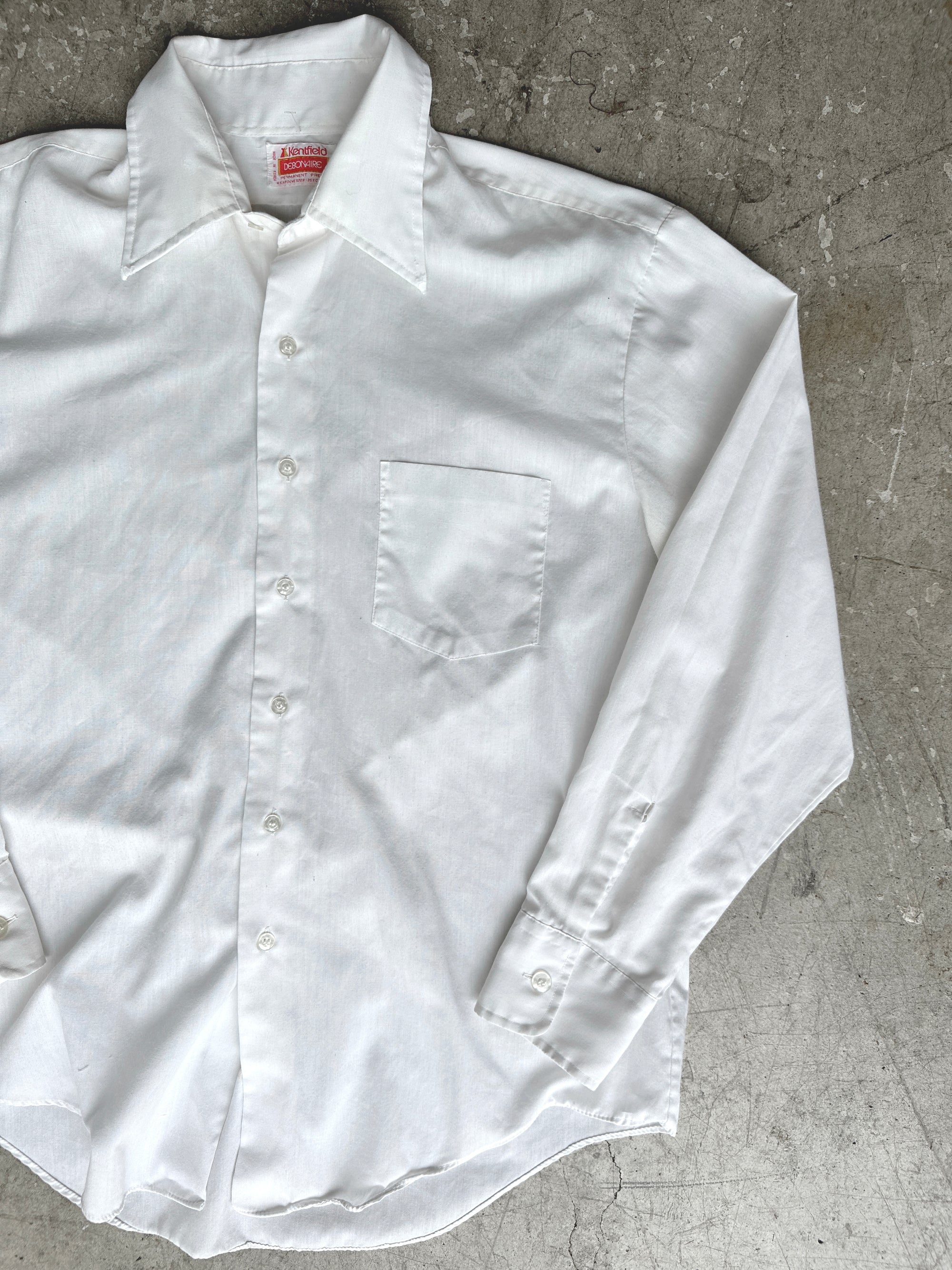 1970s White Kentfield Button Down Dress Shirt