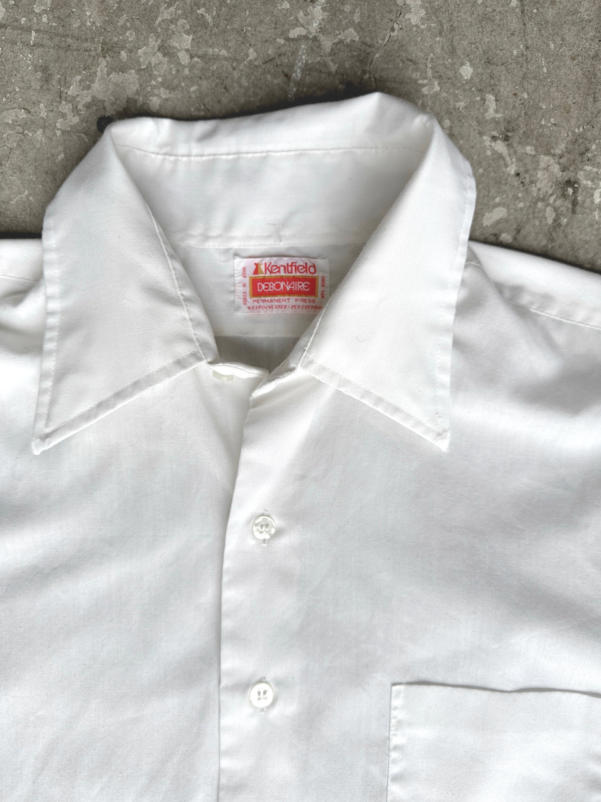 1970s White Kentfield Button Down Dress Shirt