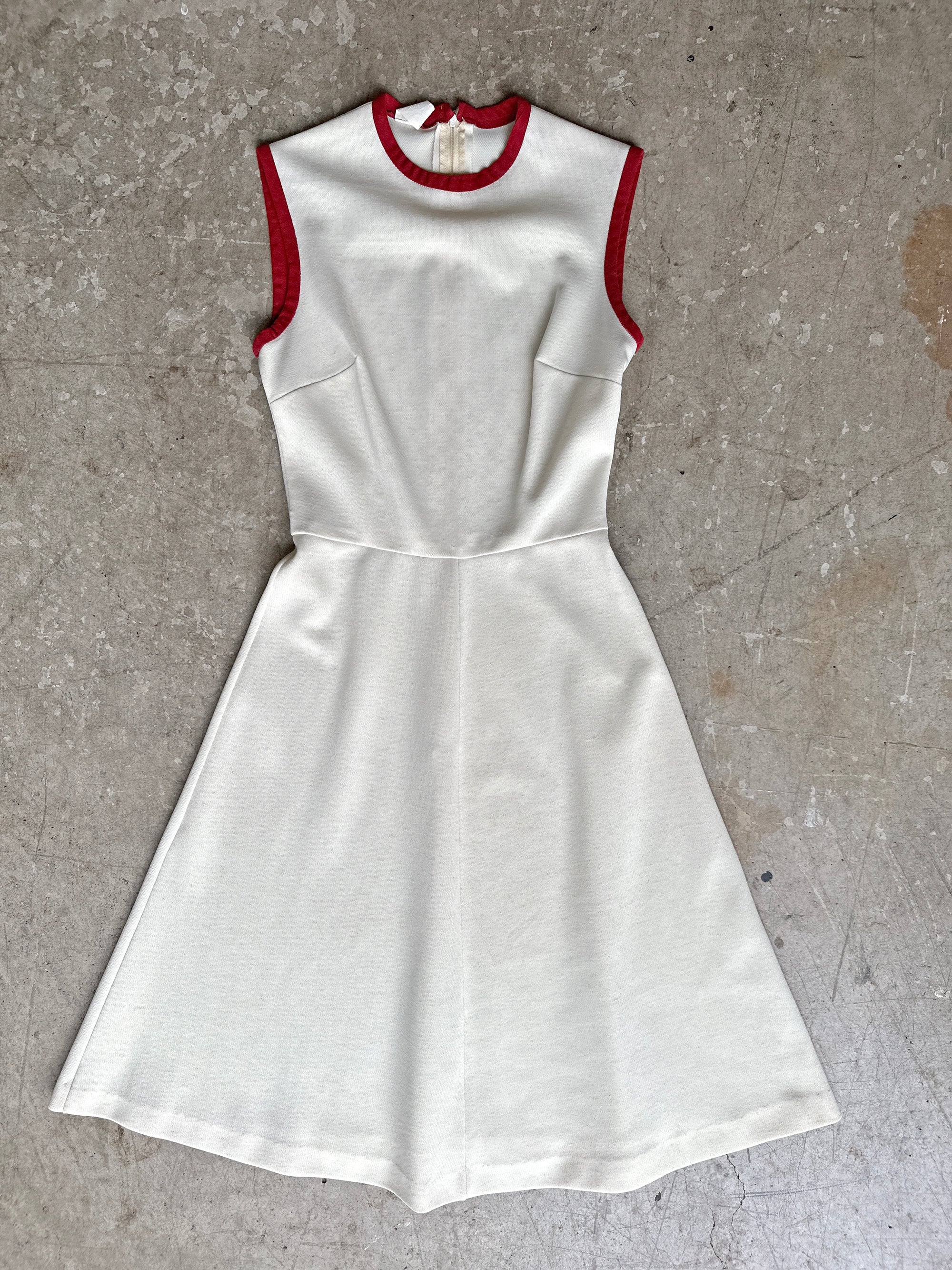 1960s Red Trim Cream Dress