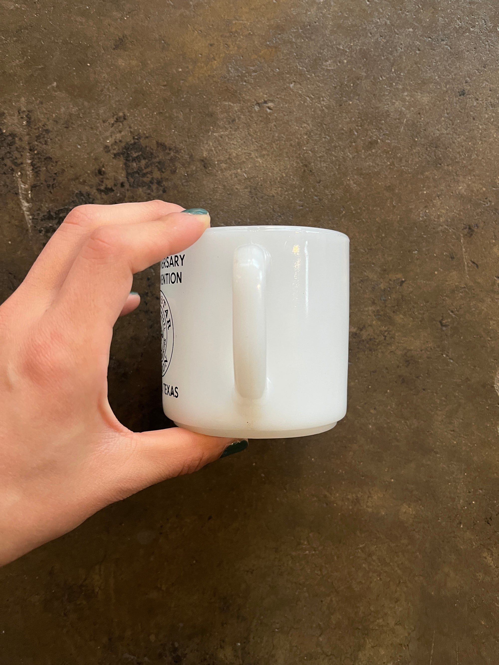 Lone Star Railroad Association Milk Glass Mug