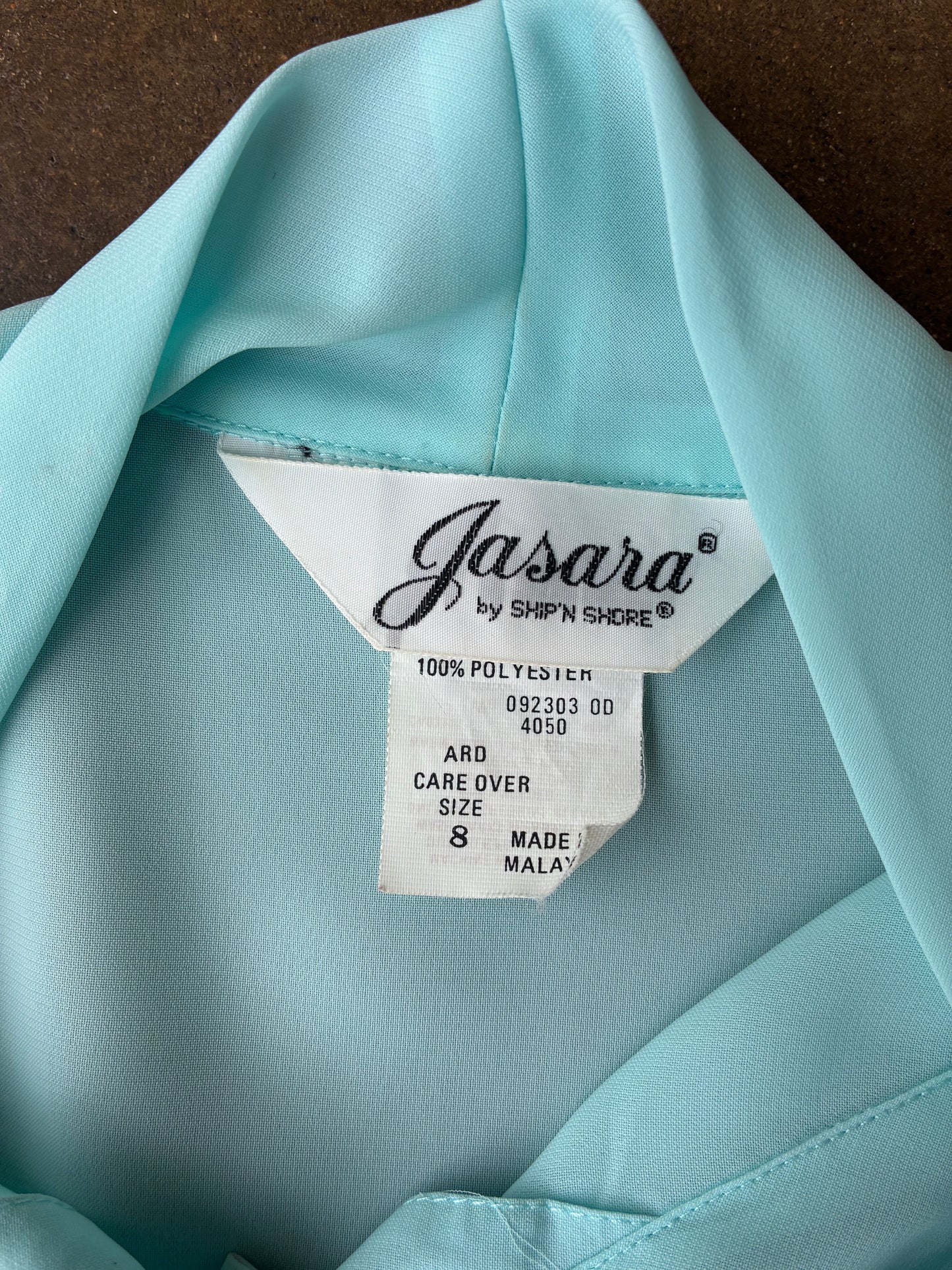 Sky Blue Short Sleeve Button Down Blouse