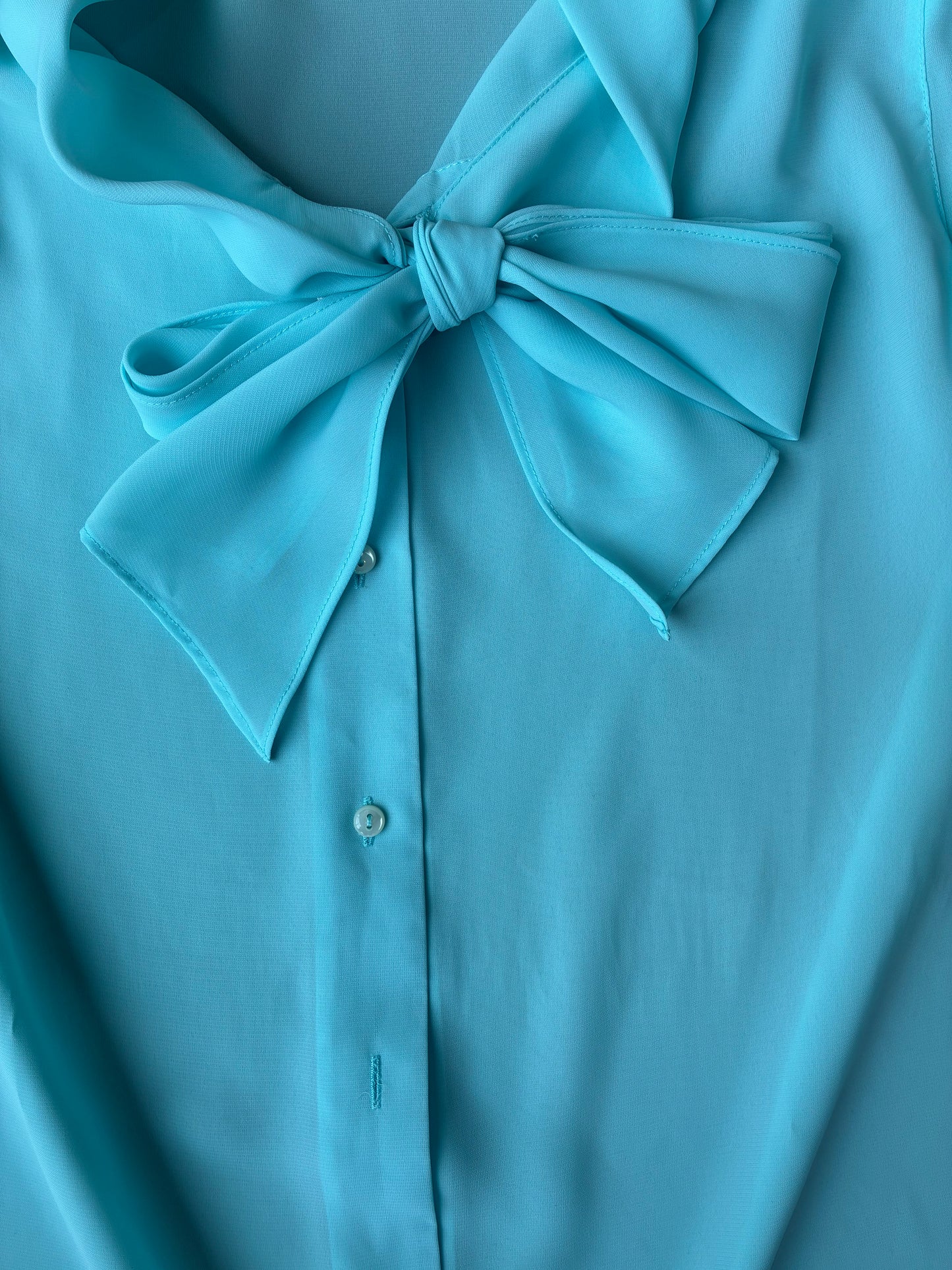 Sky Blue Short Sleeve Button Down Blouse