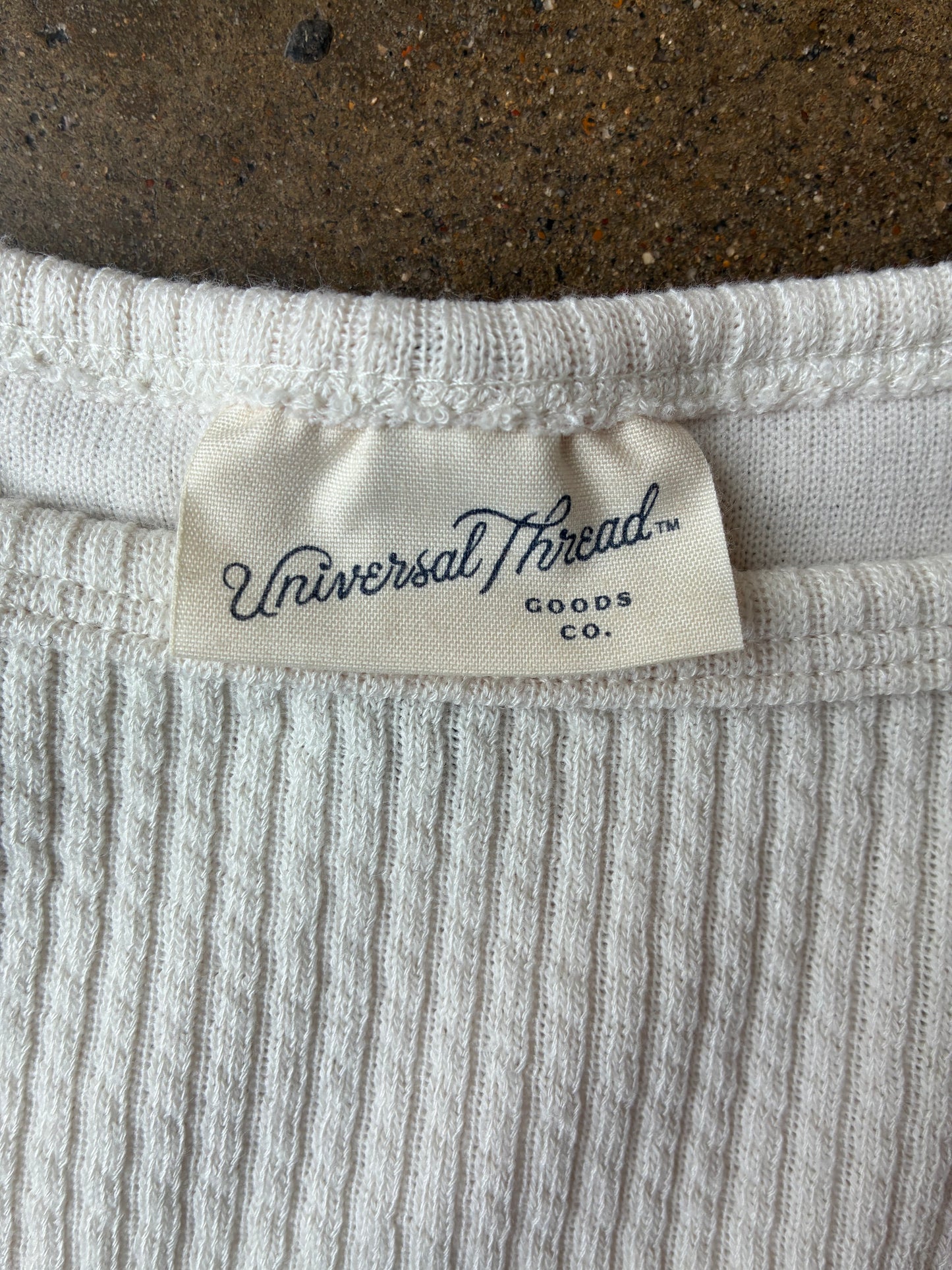 Ribbed Cream Short Sleeve Top