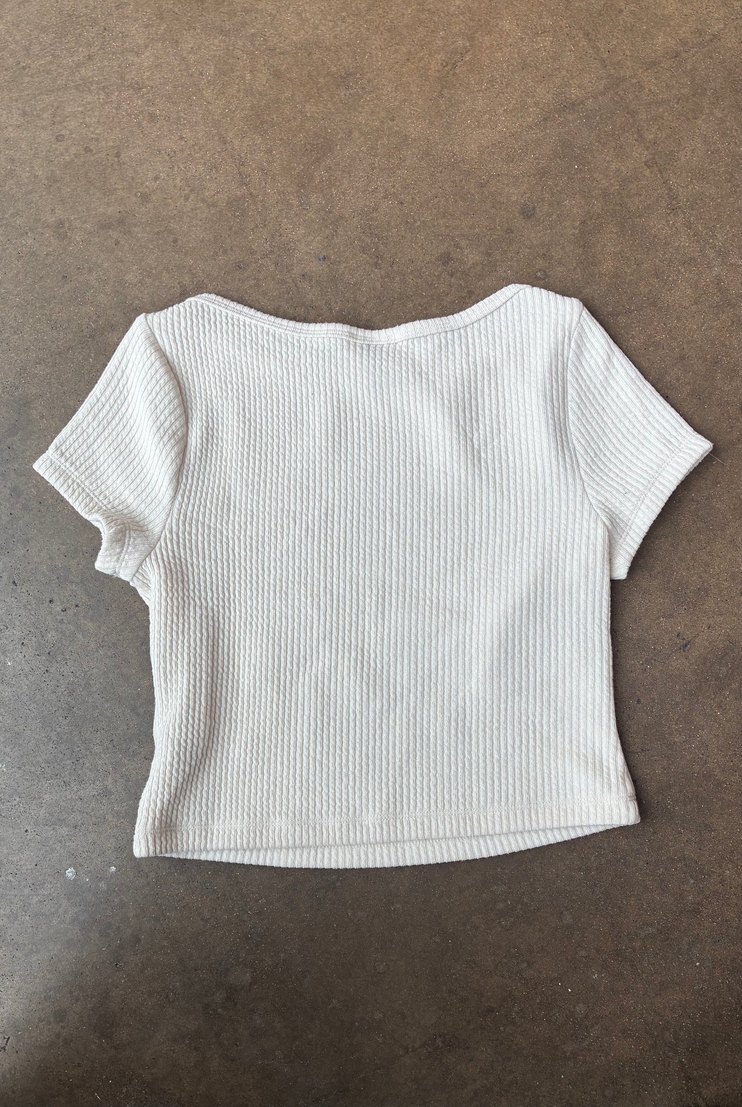 Ribbed Cream Short Sleeve Top