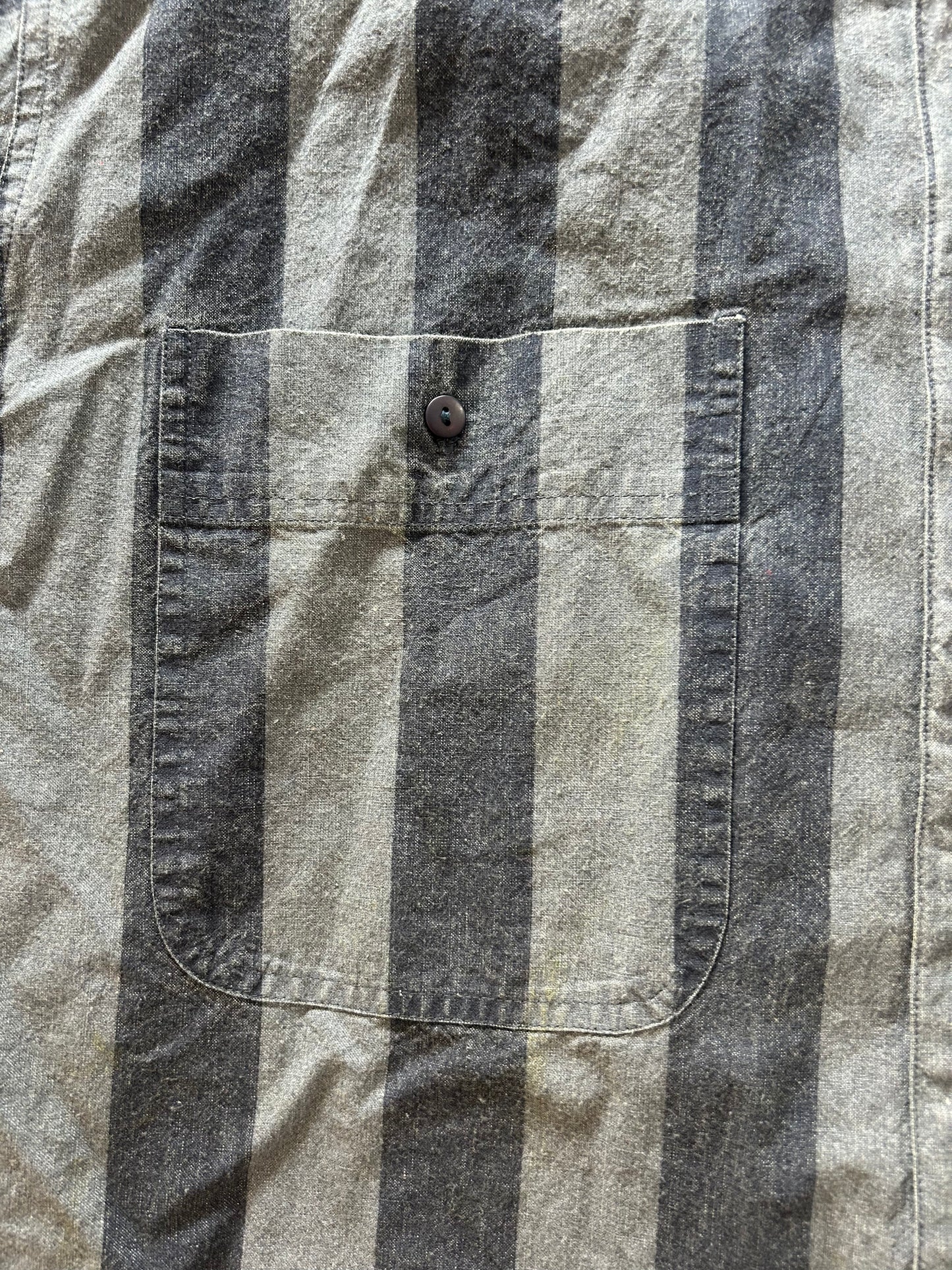 Chambray Striped Short Sleeve Button Up