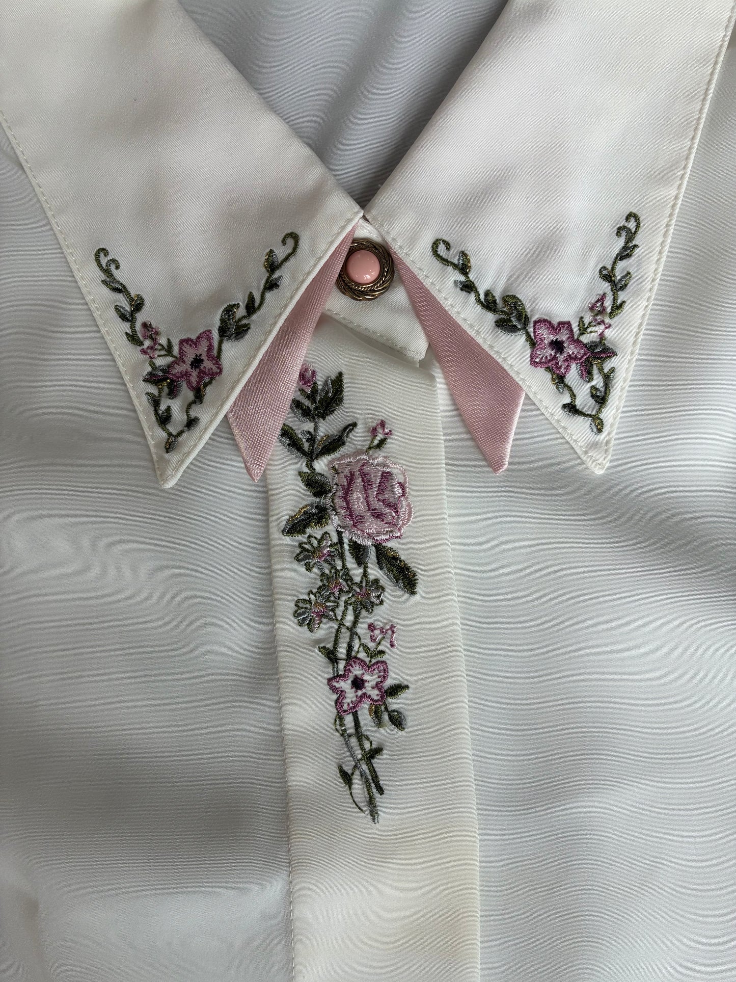 Cream Floral Collar Blouse