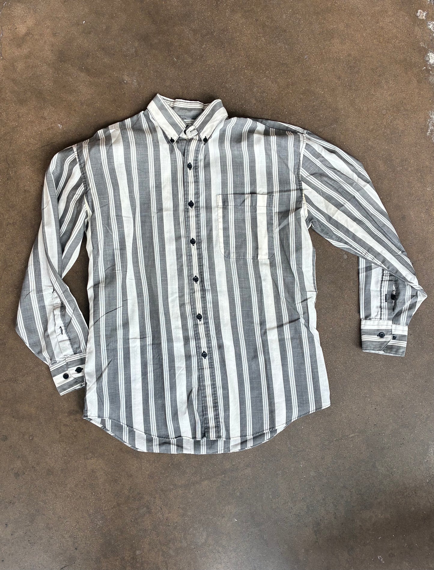 "Impact" Gray + White Striped Long Sleeve Shirt