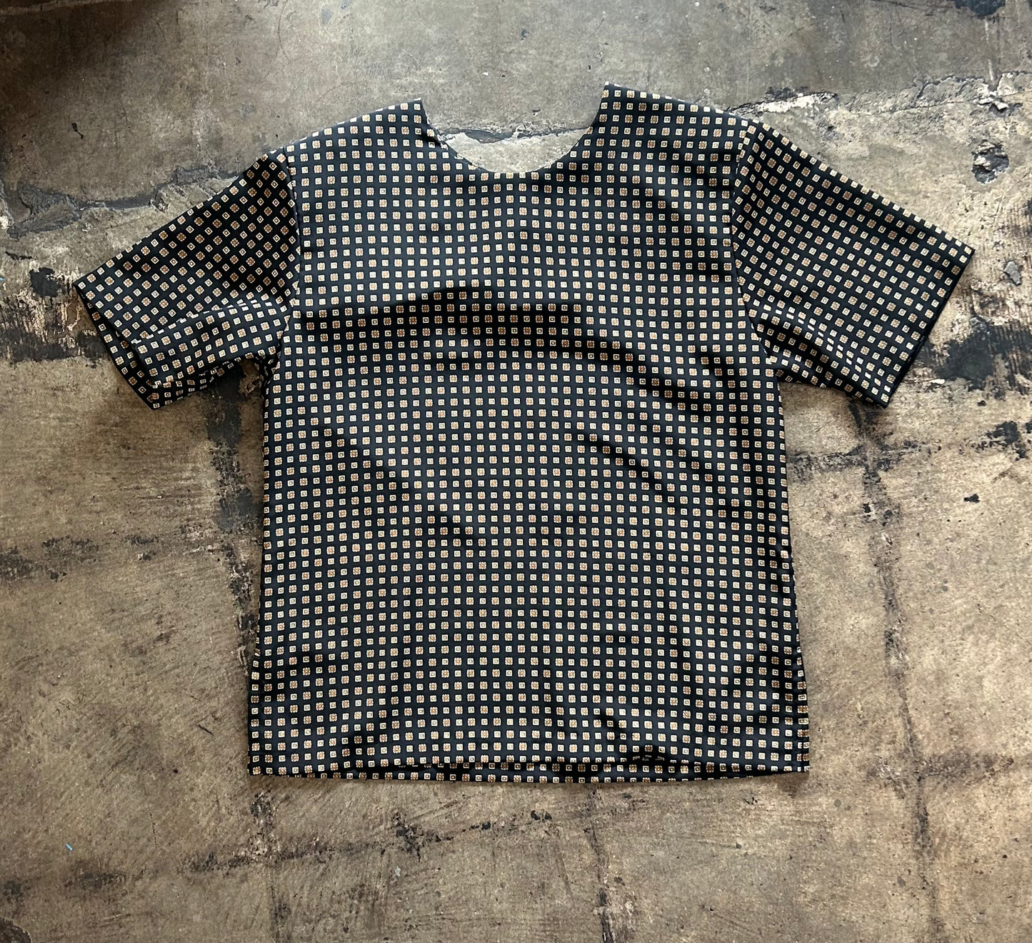 Black Patterned Boxy Blouse