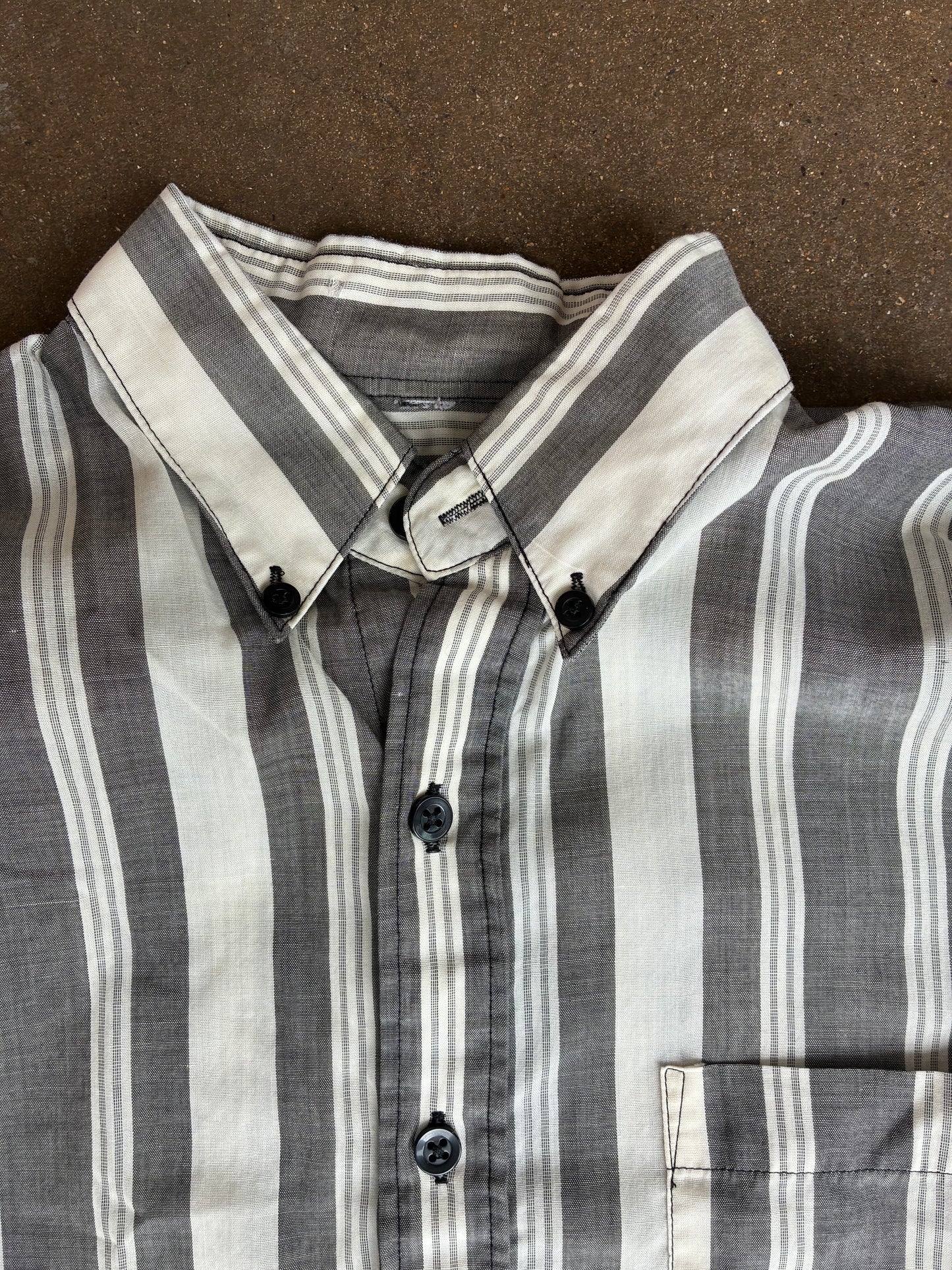 "Impact" Gray + White Striped Long Sleeve Shirt