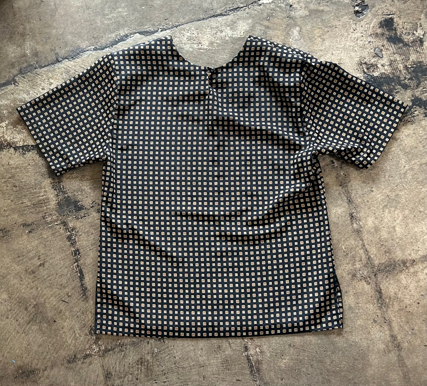 Black Patterned Boxy Blouse