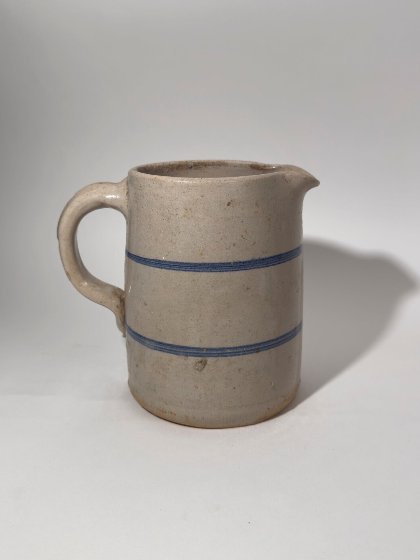 Blue Striped Stoneware Pitcher