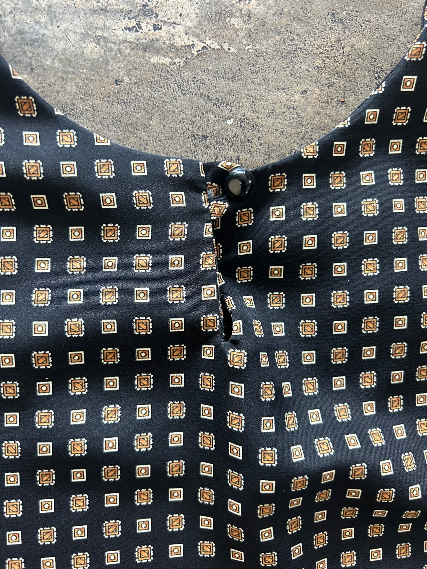 Black Patterned Boxy Blouse