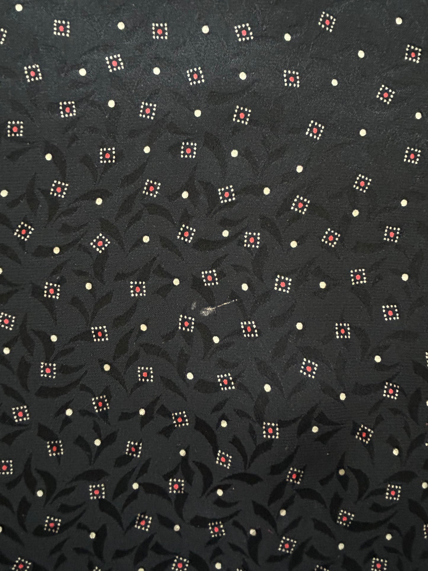 Black Patterned Silk Button Up Blouse