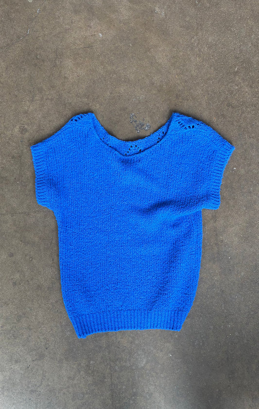 Blue "OHI" Knit Sweater Top