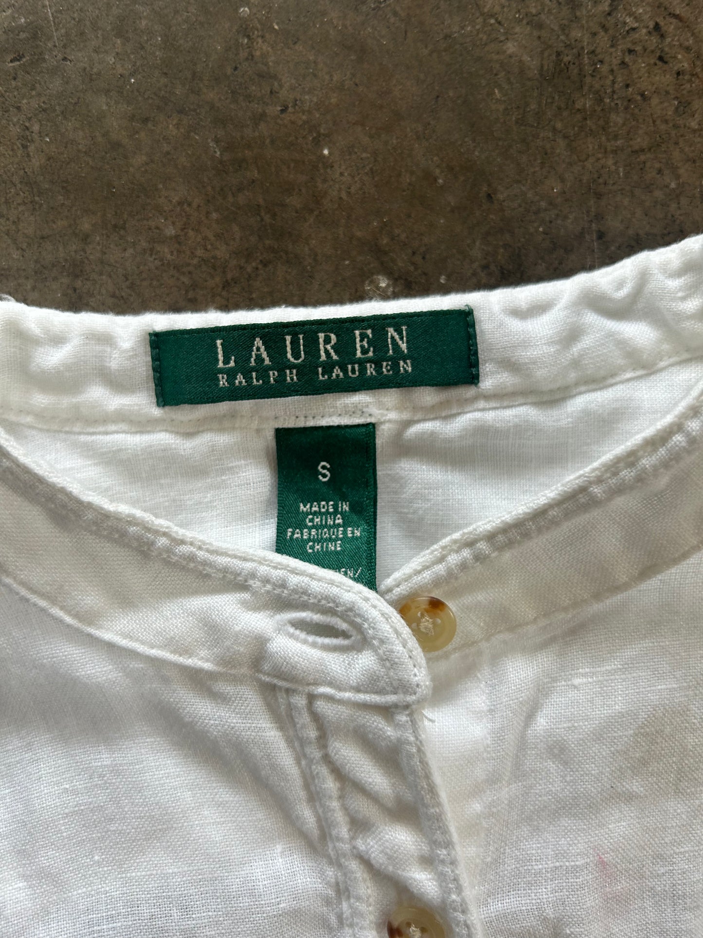 White Linen Ralph Lauren Button Up Blouse