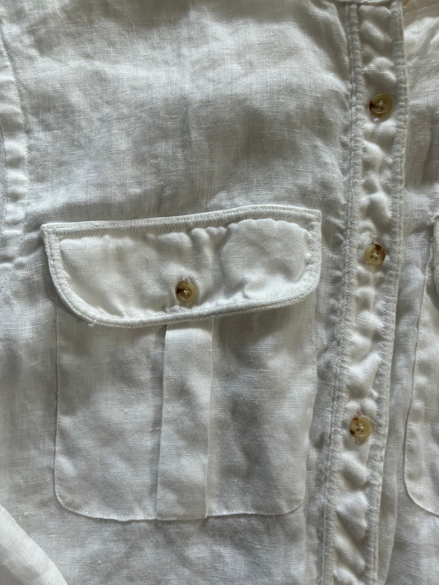 White Linen Ralph Lauren Button Up Blouse