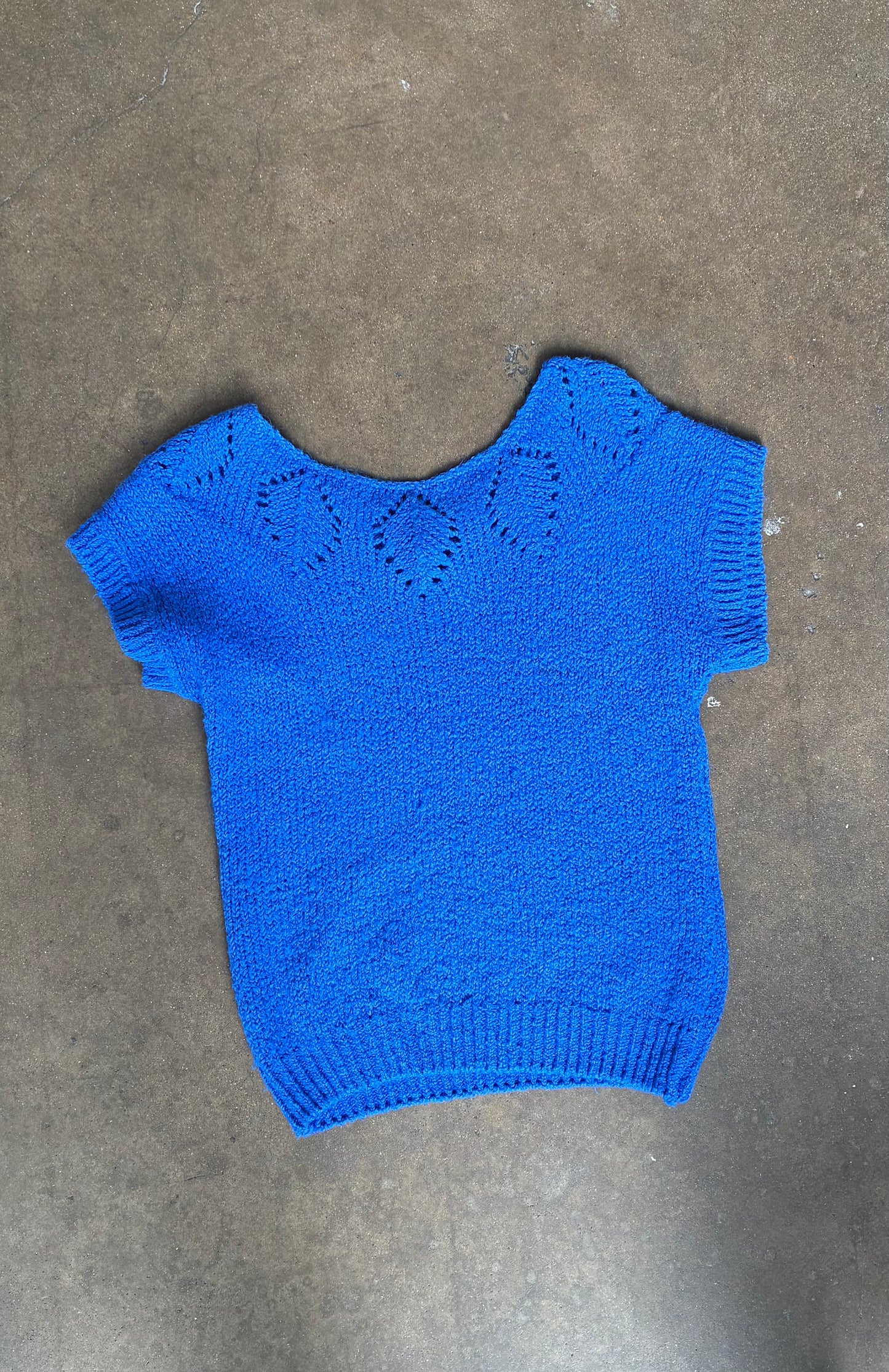 Blue "OHI" Knit Sweater Top