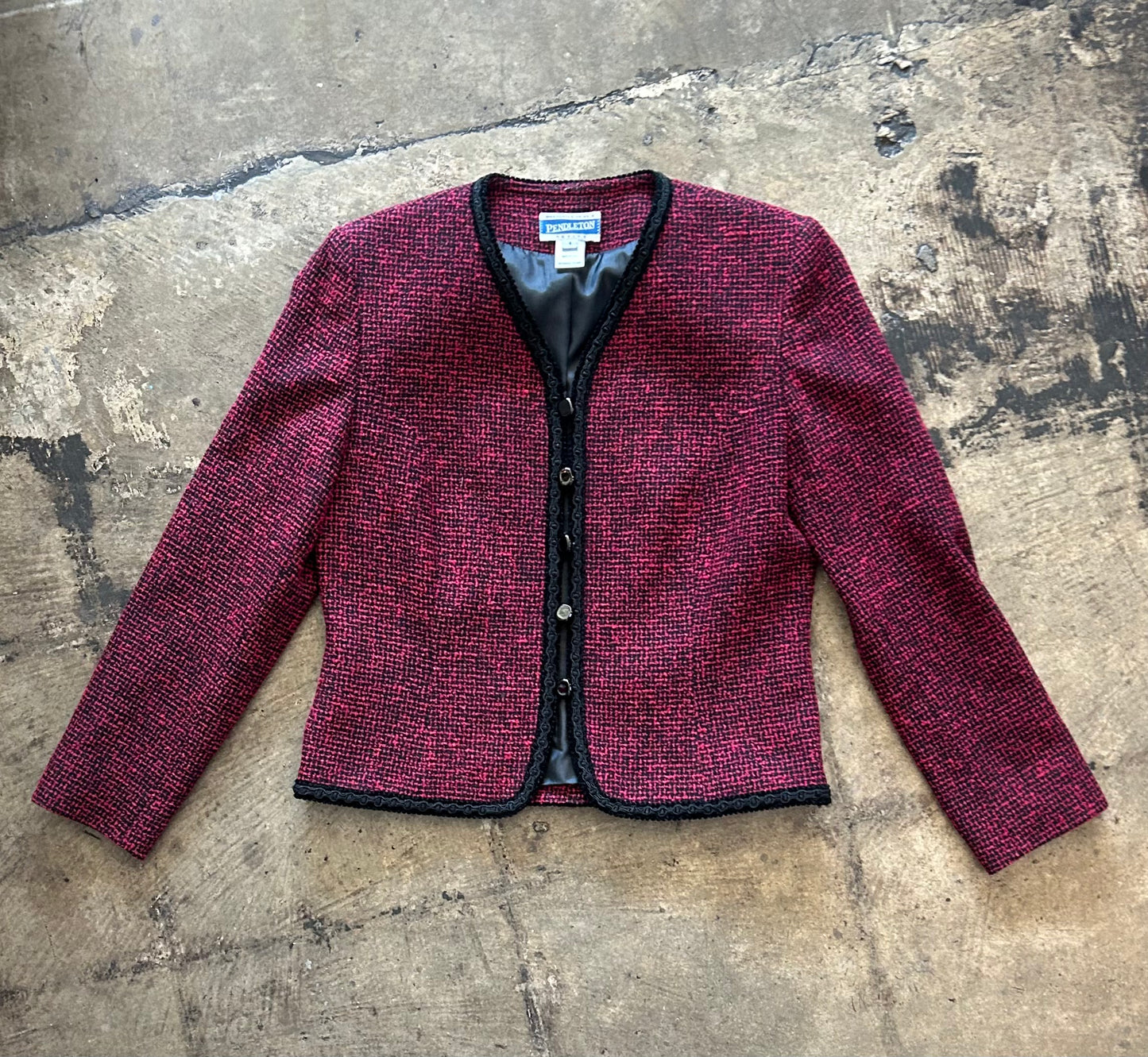 Pendleton Red + Black Knit Blazer