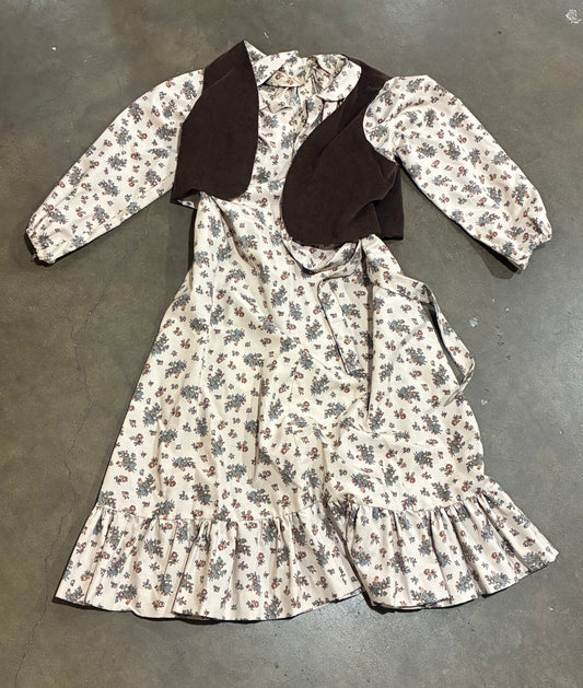 Brown Floral Maxi Dress w/ Vest