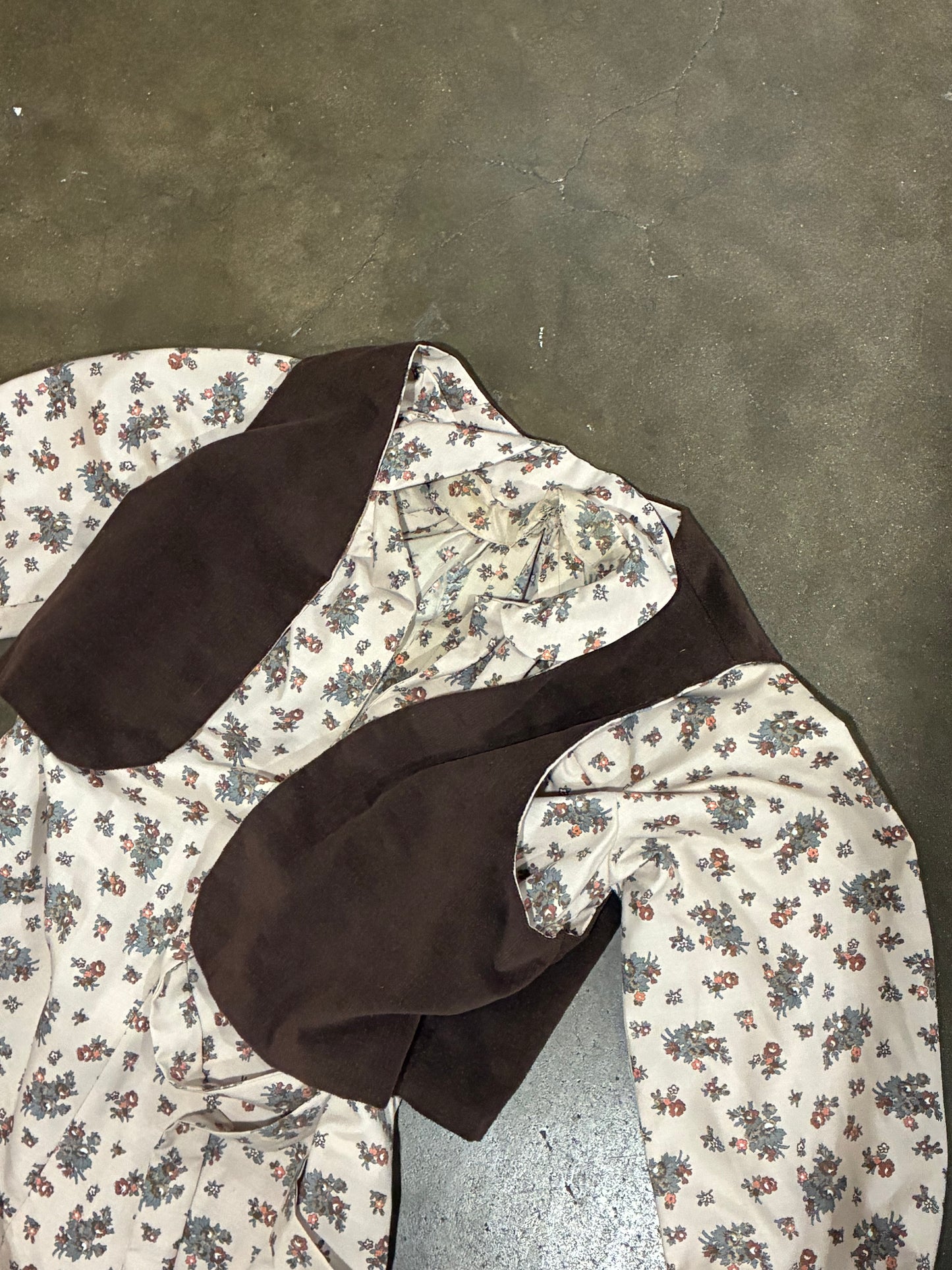 Brown Floral Maxi Dress w/ Vest