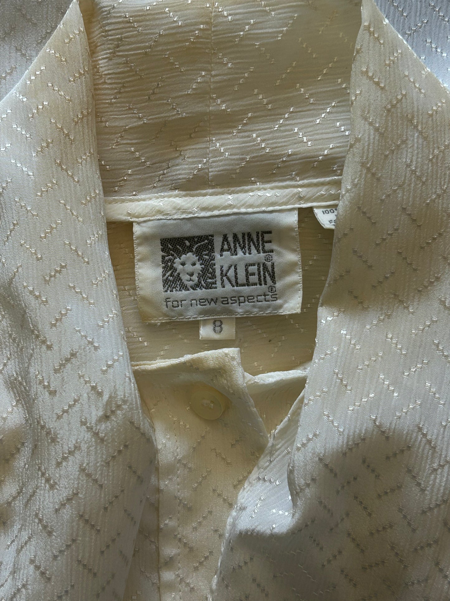White Textured Tie Neck Blouse