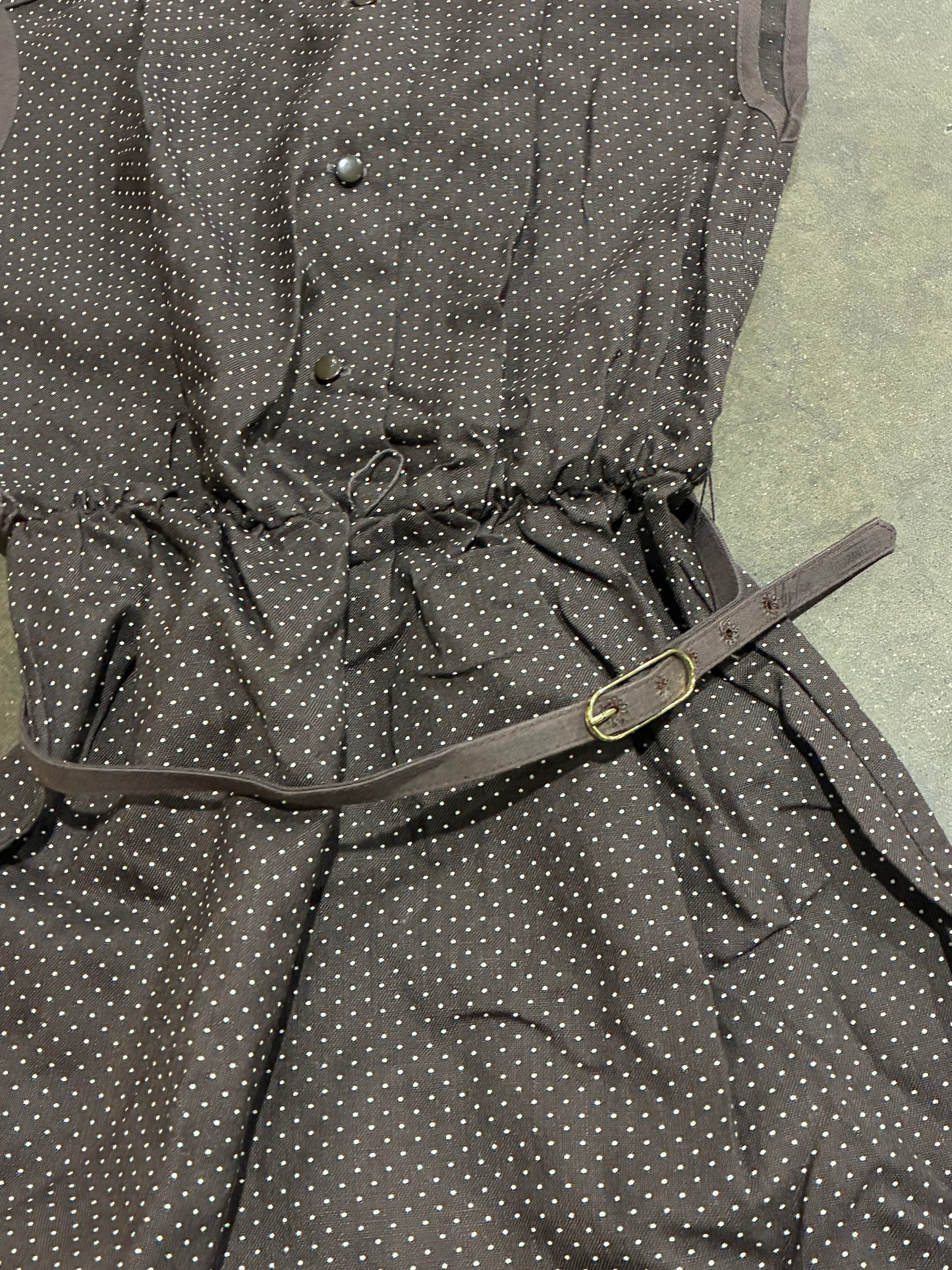 Brown Polka Dot Belted Dress