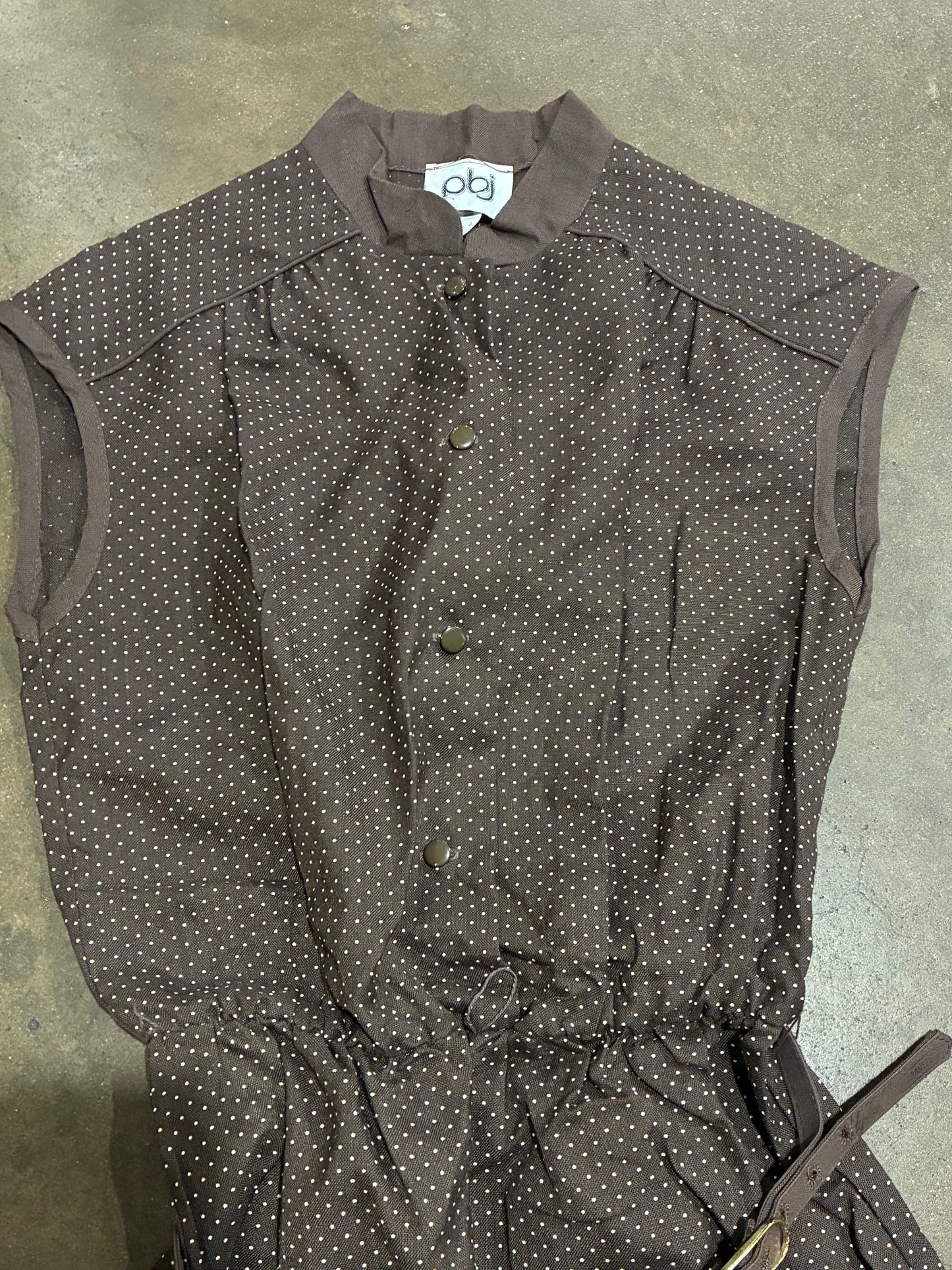 Brown Polka Dot Belted Dress